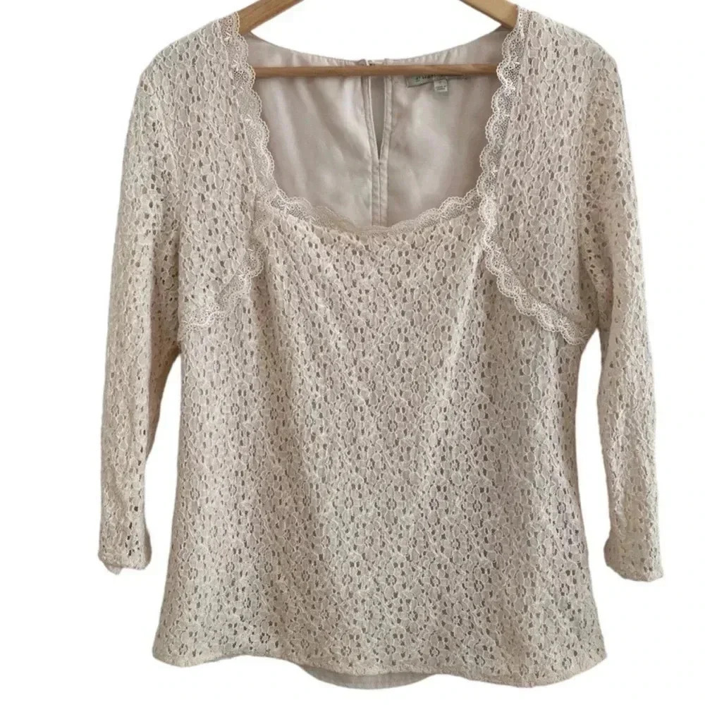 Hawthorn Womens Cream Lace Top